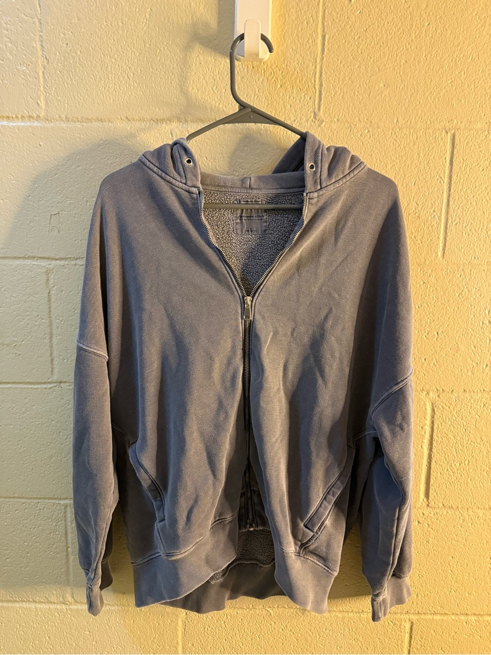 Abercrombie & Fitch Men's Slate Blue Zip-Up Hoodie